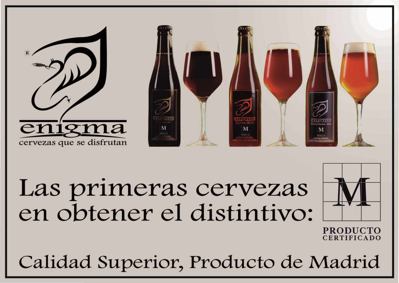 Cervezas Enigma obtiene el distintivo M Producto Certificado