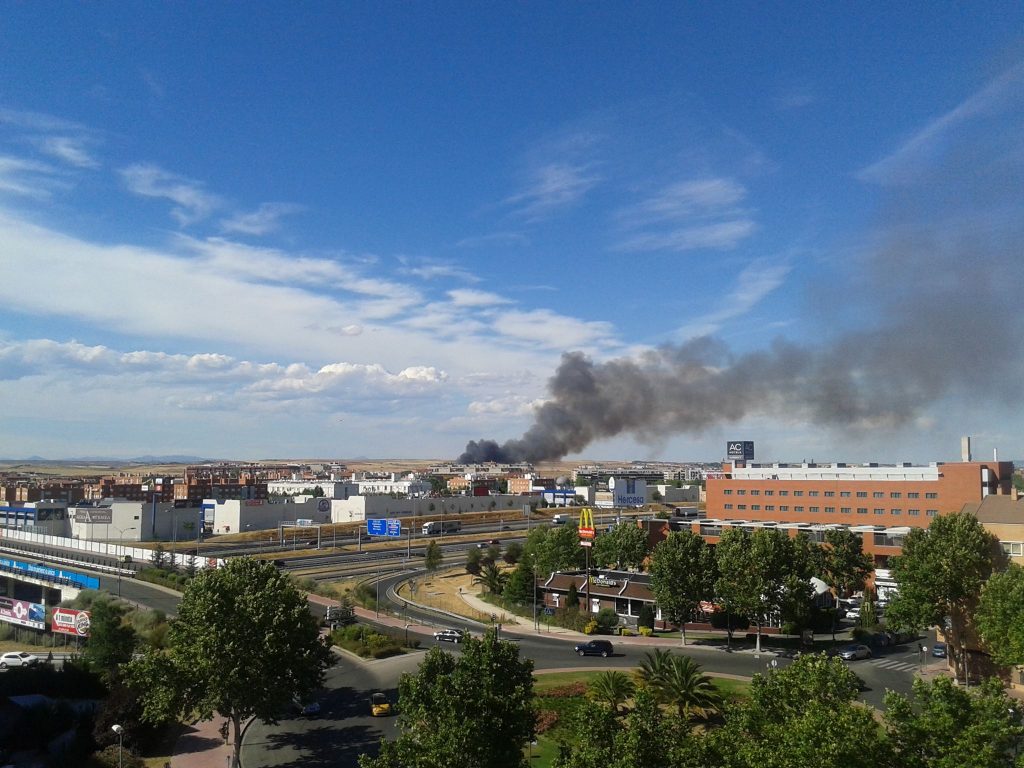 incendio en Alcalá de Henares desde Ballesol