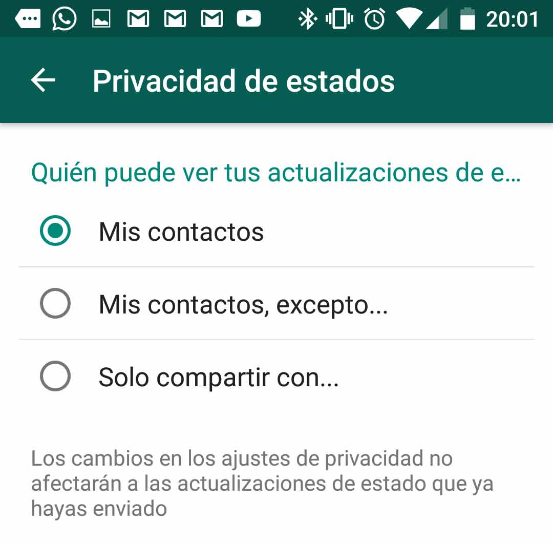 nuevos estados de Whatsapp