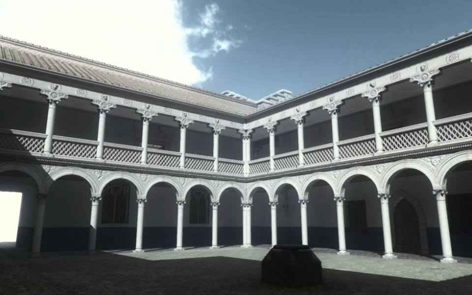 Recreación del Patio de Covarrubias desde el centro del patio