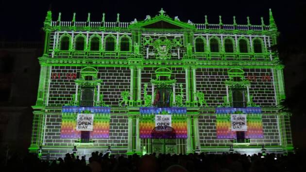 Un ‘vídeo mapping’ en la fachada del Colegio de San Ildefonso cierra la jornada Open Day-Universidad Abierta de la UAH 2019