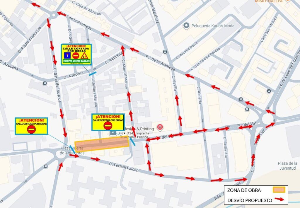 Cortes de tráfico en el Paseo del Val por obras del 29 de septiembre al 2 de octubre - imagen 1