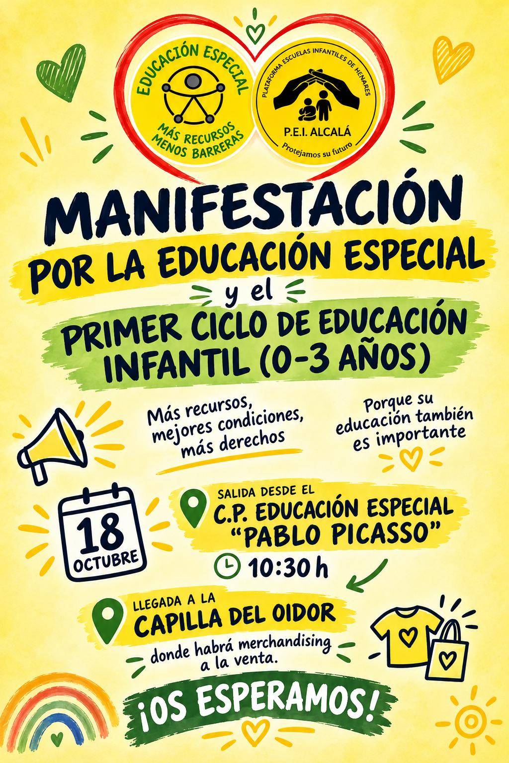 Manifestación en Alcalá por educación infantil 0-3 y especial digna el 18 de octubre